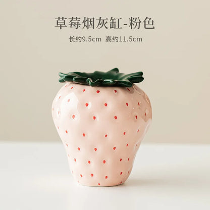 Strawberry Ceramic Storage AshTray with Lid