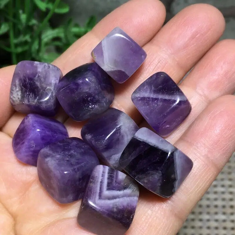 Natural Dream Amethyst & Citrine Crystal Tumble Stones – Reiki Healing Gemstones for Energy & Décor