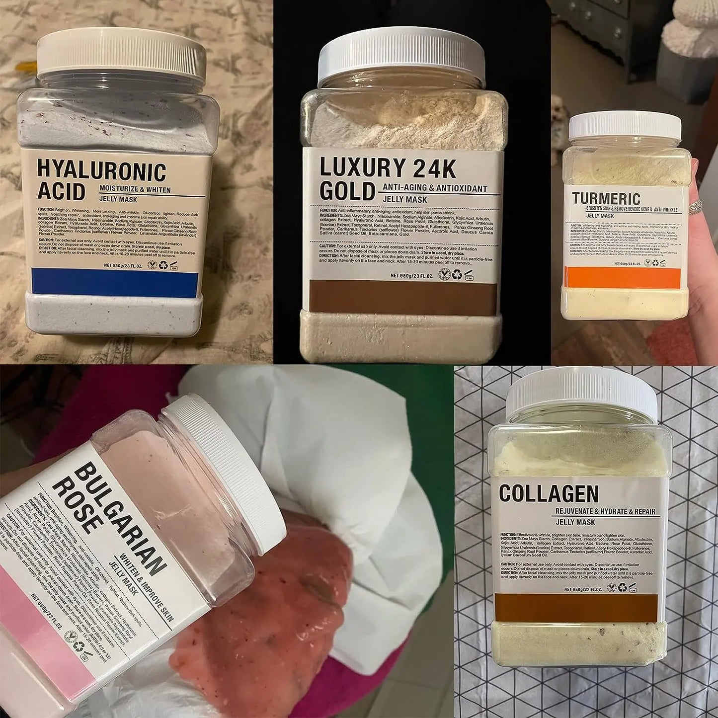 6PCS Professional Jelly Mask Powder Set – Hydrating, Whitening & Anti-Aging Peel-Off Facial Masks 💆‍♀️✨