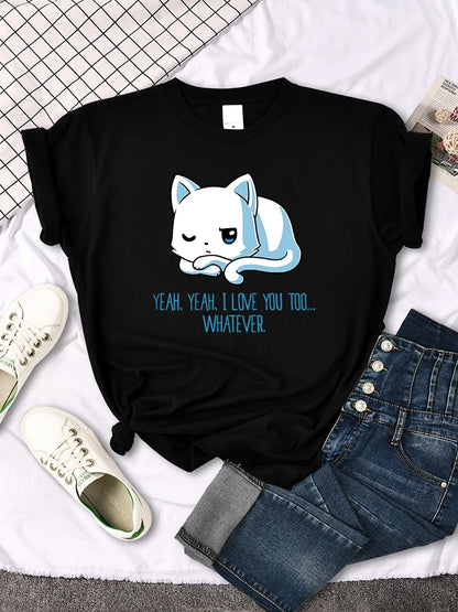 Mona Lisa Funny Cat T-Shirt – Oversized Art Print Crewneck Tee for Women