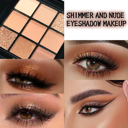 9-Grid Red & Purple Eyeshadow Palette – Matte, Glitter & Shimmer Finishes