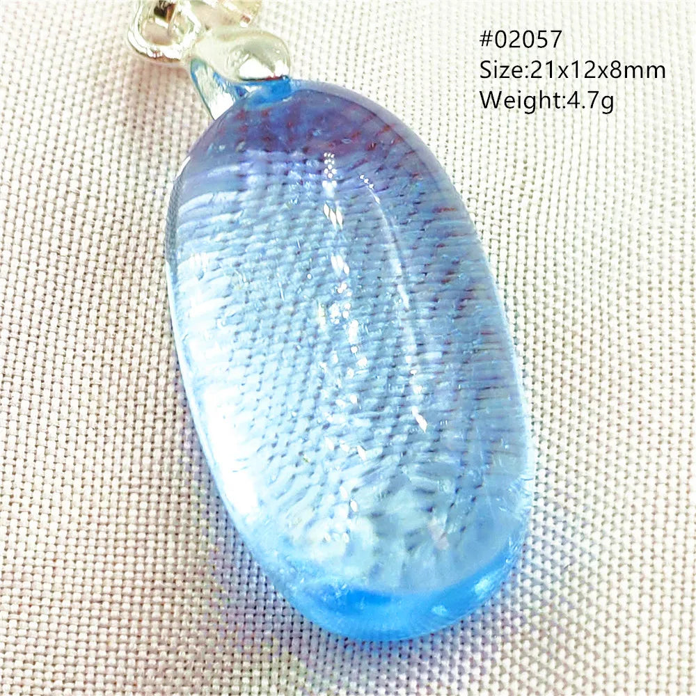 Natural Blue Topaz Quartz Pendant Necklace – Oval Healing Stone Jewelry