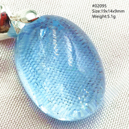 Natural Blue Topaz Quartz Pendant Necklace – Oval Healing Stone Jewelry