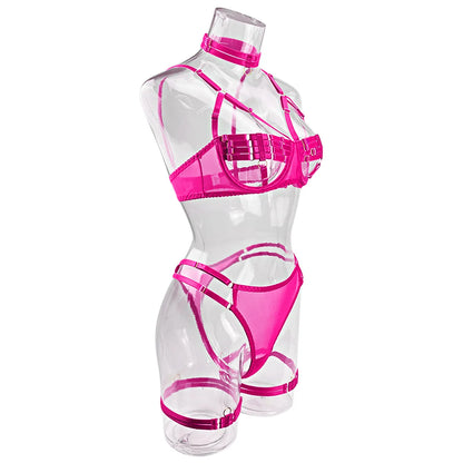 5-Piece Hollow Lingerie Set – Sensual Open Bra & Brief Outfit