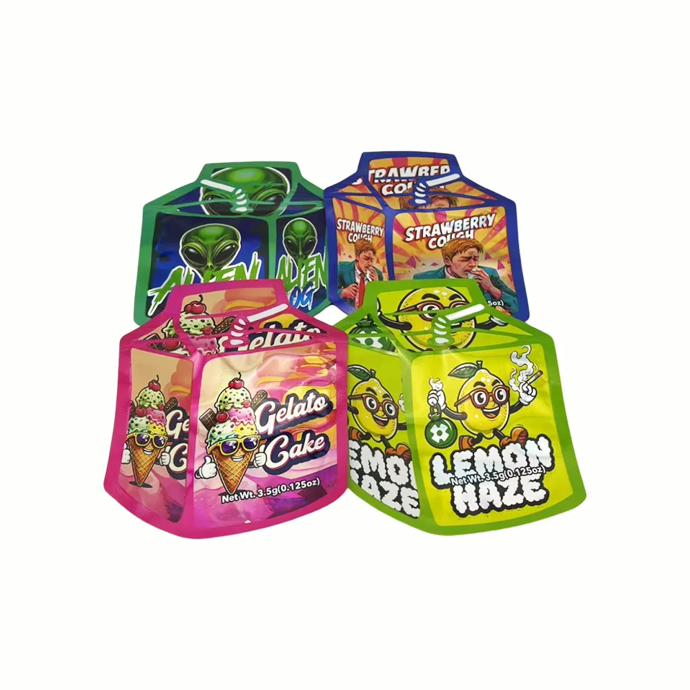 50pcs Holographic Juice Can Mylar Bags – Resealable Stand-Up Pouches