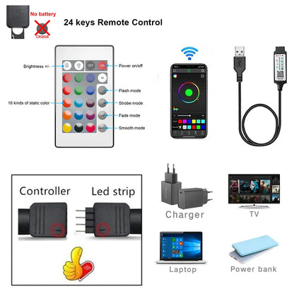 USB 5V RGB LED Strip Lights – TV Backlight with App Control