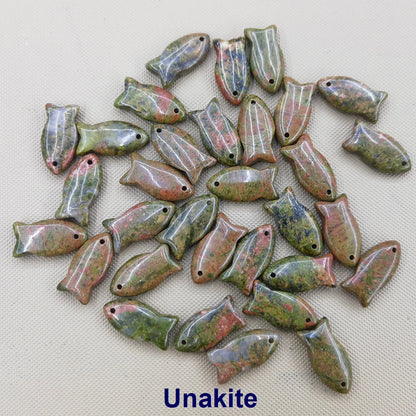 Small Fish Figurine Stone Pendant – Natural Crystal Gemstone for Jewelry & DIY Accessories
