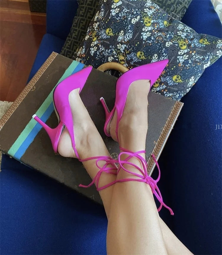Pointed Toe Ankle Strap Party Heels