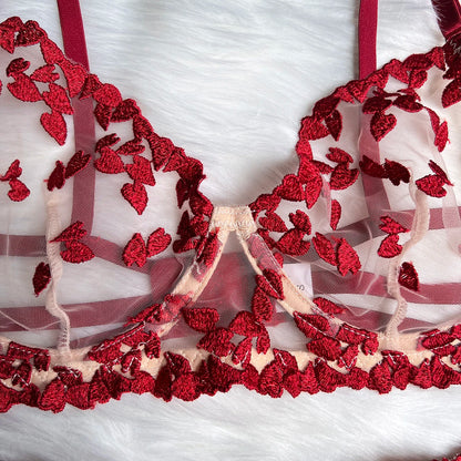 Heart Lace Embroidery Lingerie Set