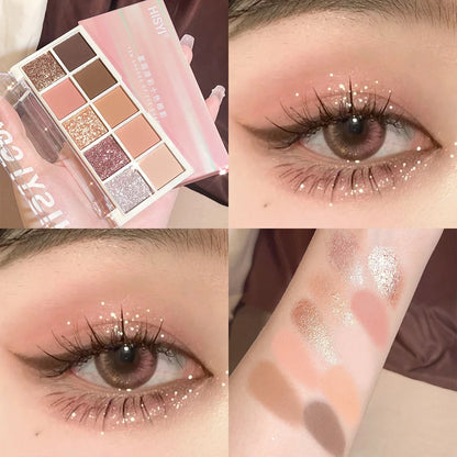 10-Color Matte &amp; Glitter Eyeshadow Palette – Everyday Glam Meets All-Day Wear