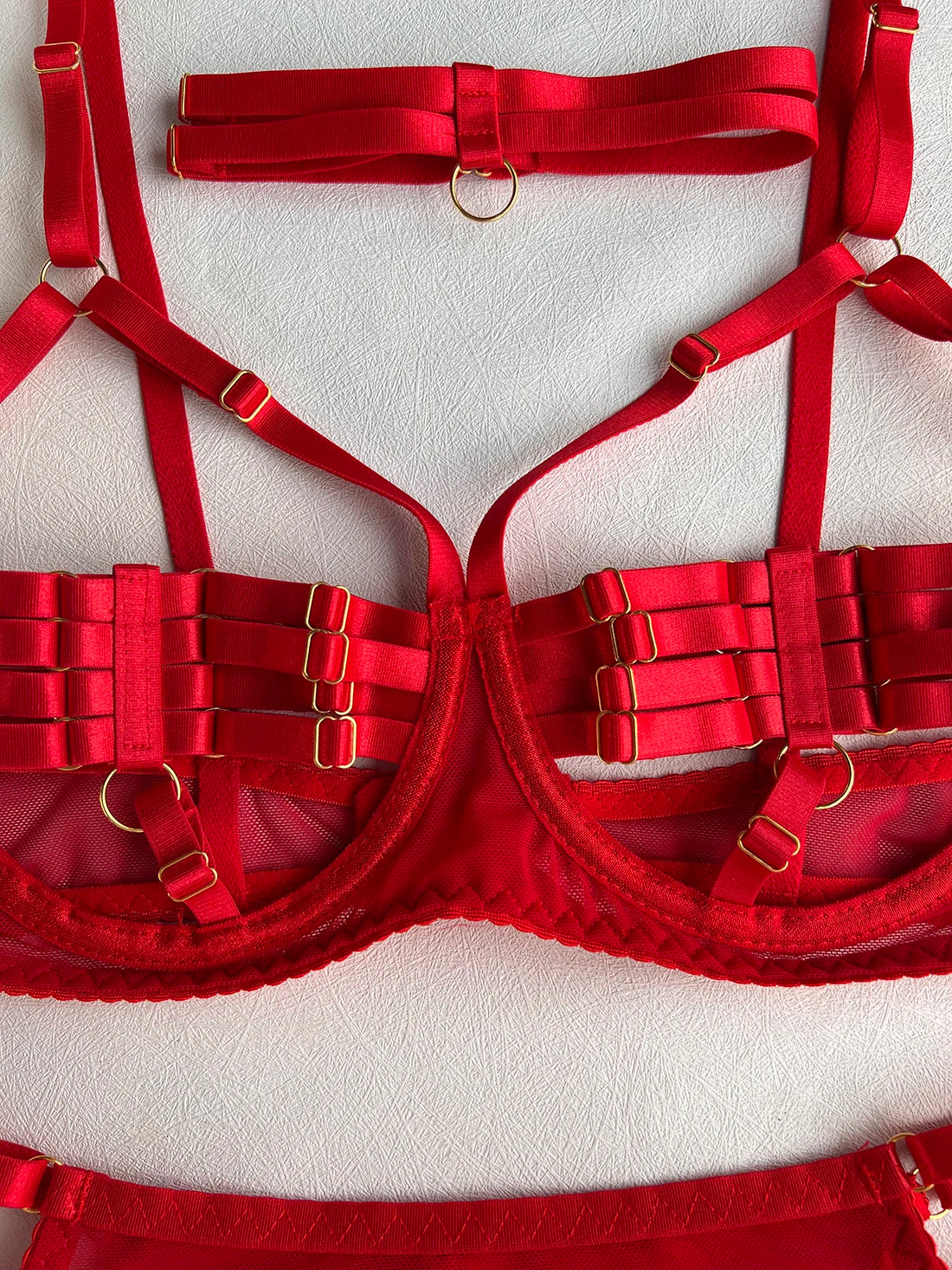 5-Piece Hollow Lingerie Set – Sensual Open Bra & Brief Outfit