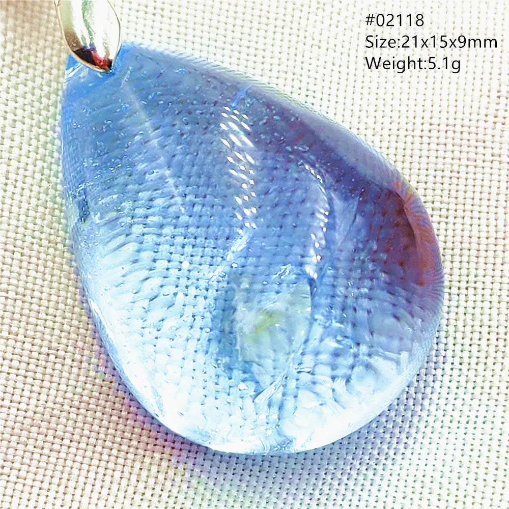 Natural Blue Topaz Quartz Pendant Necklace – Oval Healing Stone Jewelry
