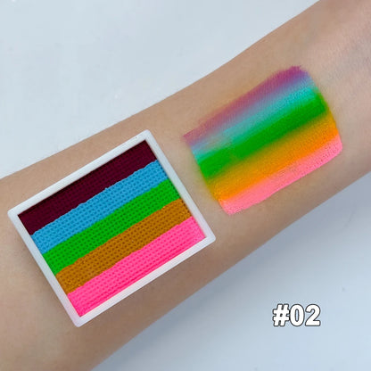 UV Glow-in-the-Dark Rainbow Face & Body Paint – Fluorescent Neon Makeup for Parties & Festivals