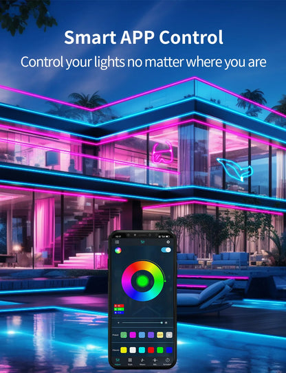 Smart App LED Strip Lights – SMD 5050 RGBIC Flexible Neon Tape with Remote Control