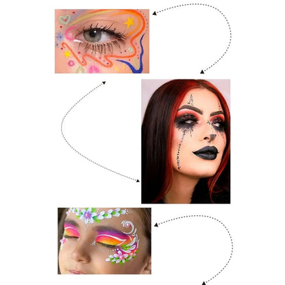 42-Color UV Neon & Glitter Face & Body Paint Palette – Water-Activated Art Makeup
