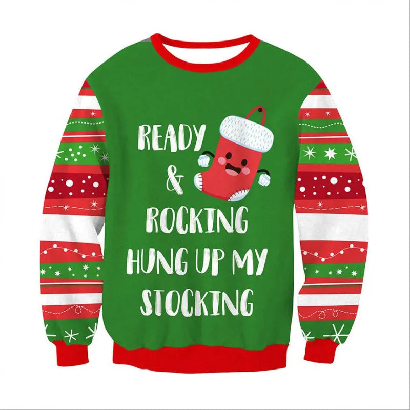 Funny Santa & Elf Ugly Christmas Sweater – Unisex Holiday Sweatshirt for Men & Women