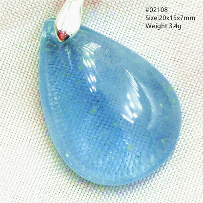 Natural Blue Topaz Quartz Pendant Necklace – Oval Healing Stone Jewelry