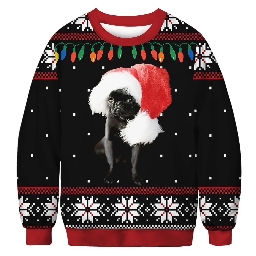 Funny Santa & Elf Ugly Christmas Sweater – Unisex Holiday Sweatshirt for Men & Women