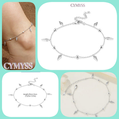 925 Sterling Silver Double-Layer Anklet – Exquisite Zircon Heart Chain Jewelry