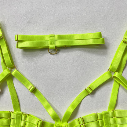 5-Piece Hollow Lingerie Set – Sensual Open Bra & Brief Outfit