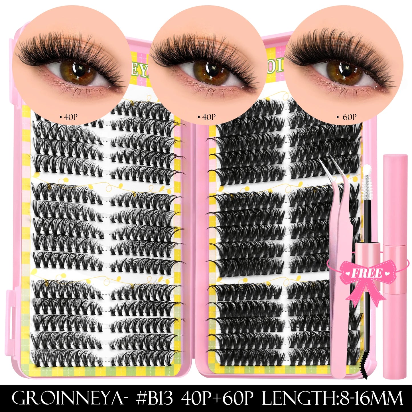 Lash Clusters Kit – 540PCS Cat-Eye Lash Extension Set with Bond & Seal