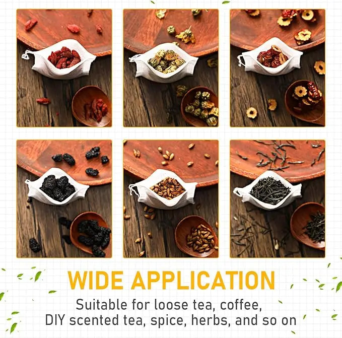 Disposable Tea Filter Bags – Empty Drawstring Paper Pouches for Loose Tea, Herbs & Coffee (100–1000PCS)