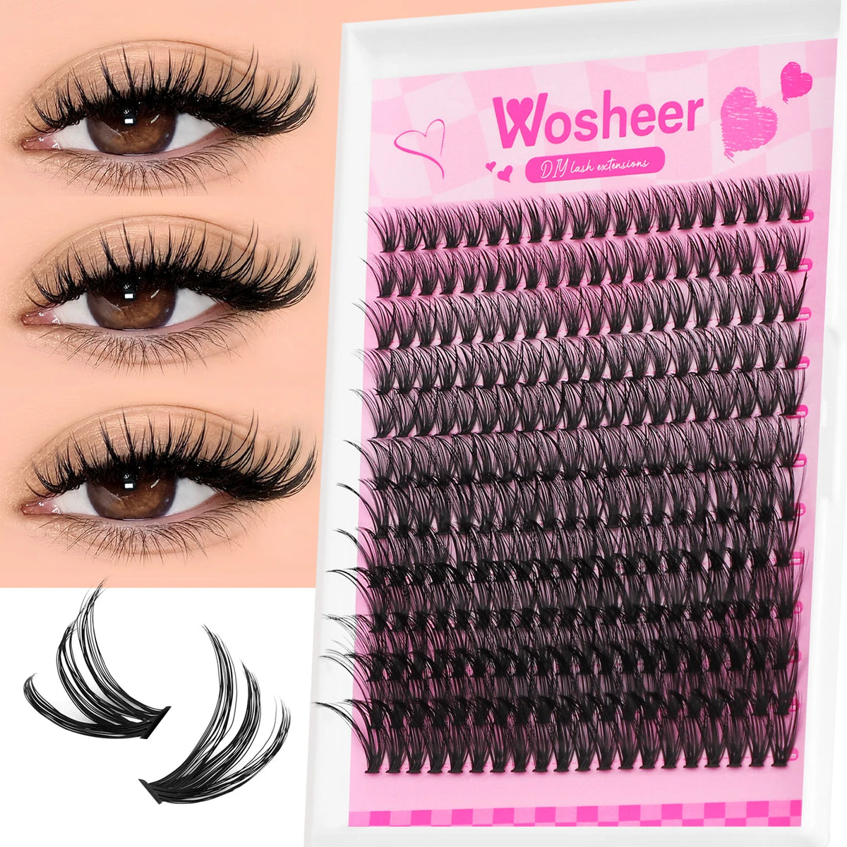 Fluffy Lash Clusters Kit – 100D Wispy Individual Eyelash Extensions (8–18mm)