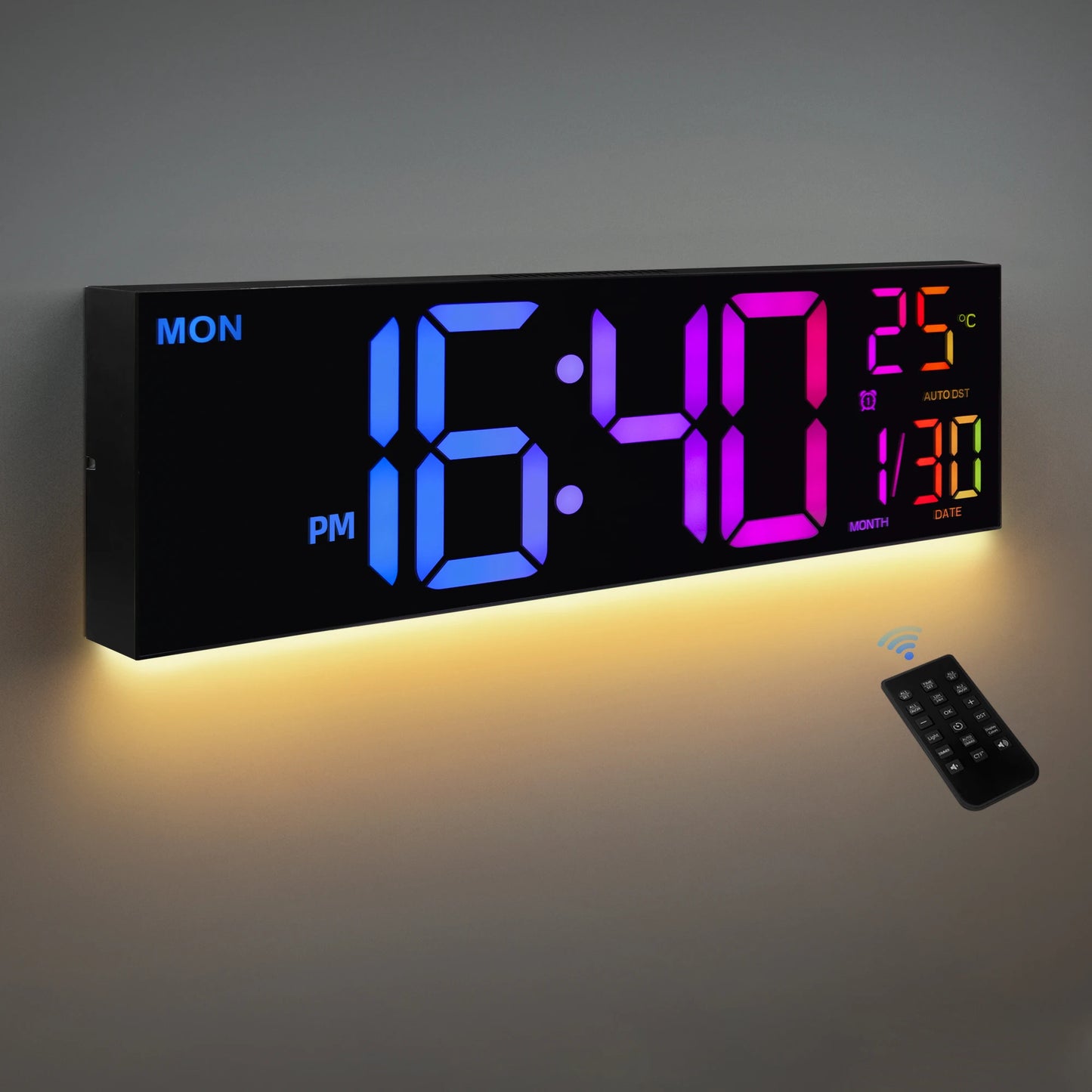 16" RGB LED Digital Wall Clock