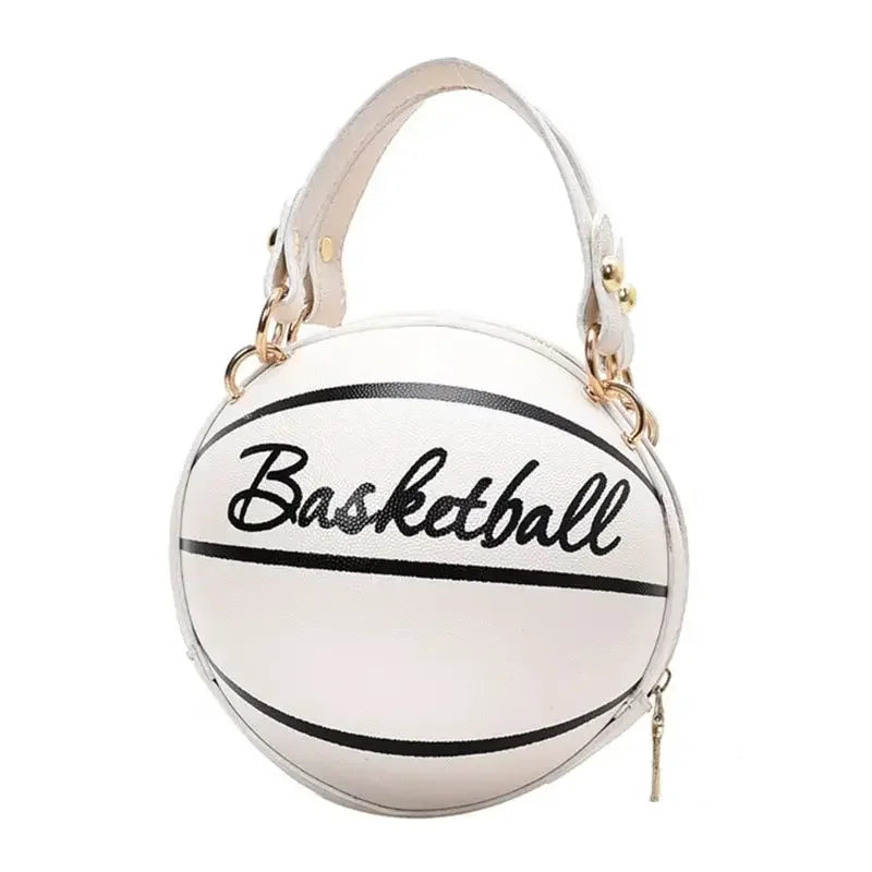 PU Basketball Women’s Shoulder Bag – Fun Pink Sports-Inspired Chain Messenger Bag