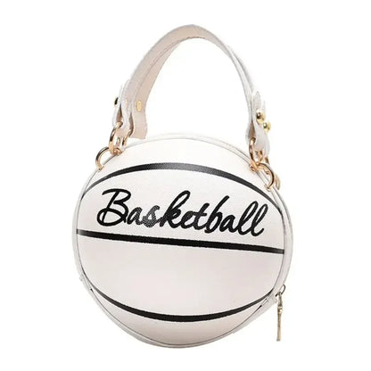 PU Basketball Women’s Shoulder Bag – Fun Pink Sports-Inspired Chain Messenger Bag