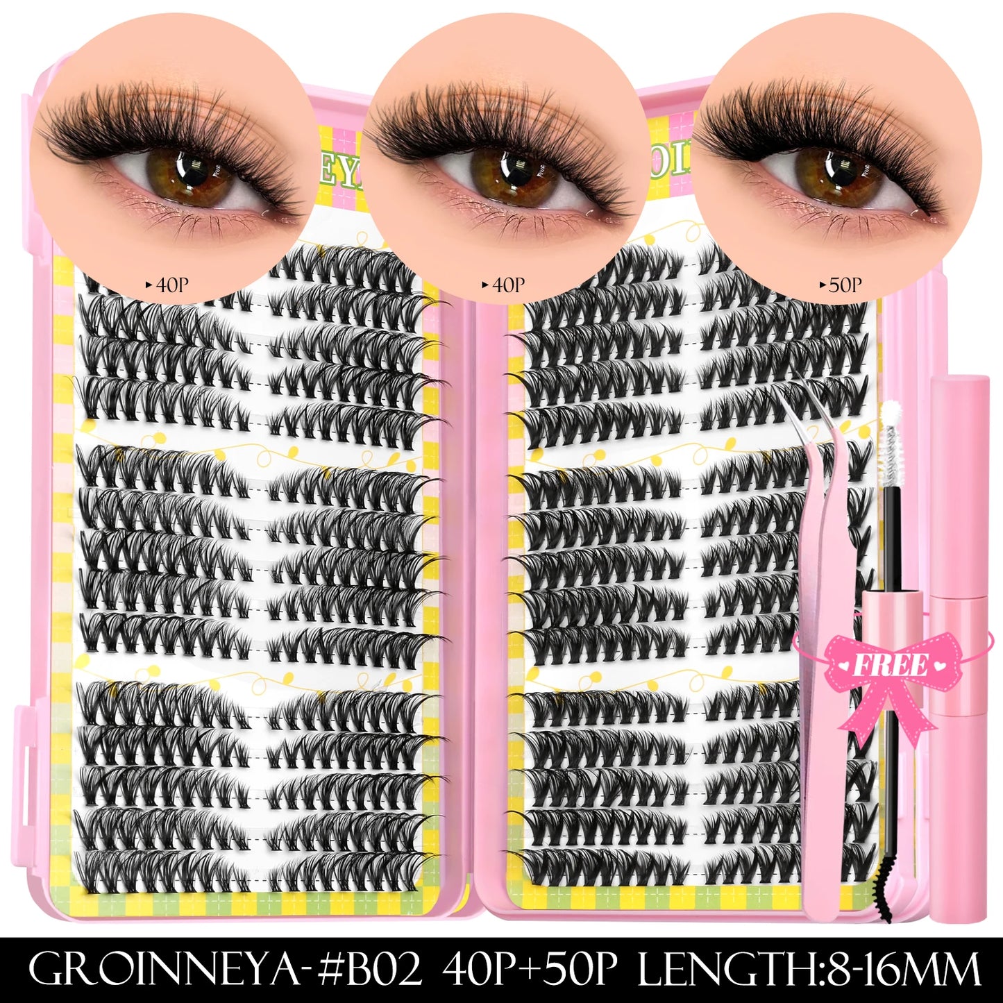 Lash Clusters Kit – 540PCS Cat-Eye Lash Extension Set with Bond & Seal