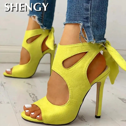 Lace-Up Peep Toe Ankle Strap High Heels