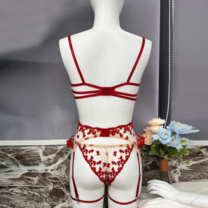 Heart Lace Embroidery Lingerie Set