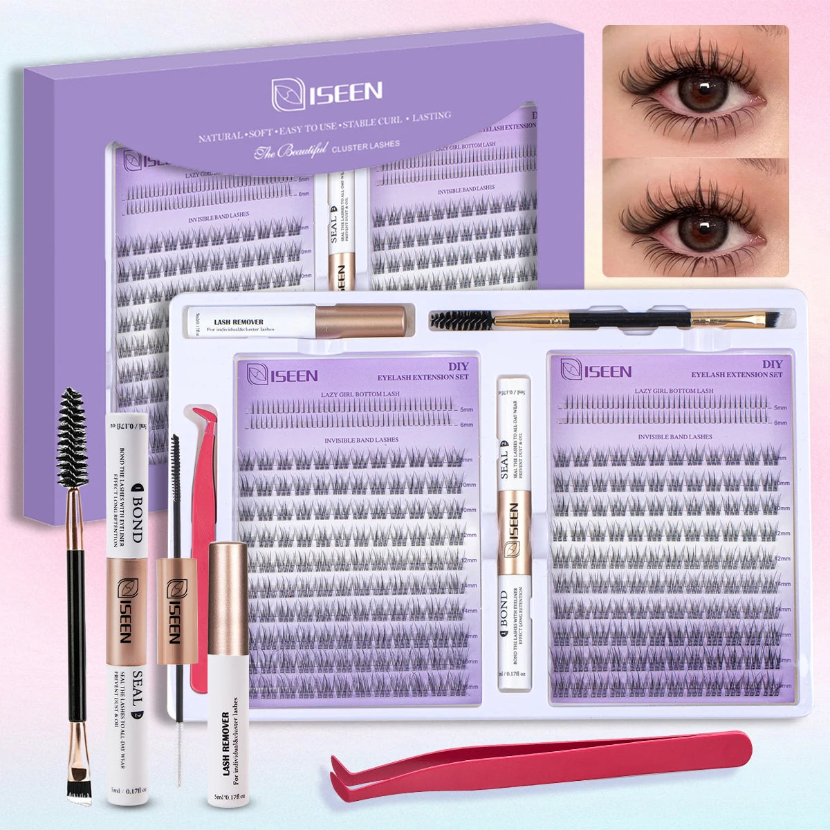 DIY Eyelash Extension Kit – Complete Cluster Lash Set with Bond, Seal & Tools
