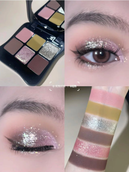 6-Color Green Chameleon Butterfly Eyeshadow Palette – Gothic Glam with a Twist
