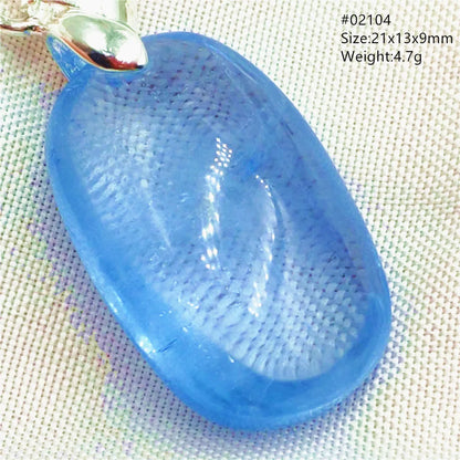 Natural Blue Topaz Quartz Pendant Necklace – Oval Healing Stone Jewelry
