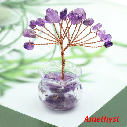 Mini Crystal Money Tree – Natural Gemstone Wire-Wrapped Decoration