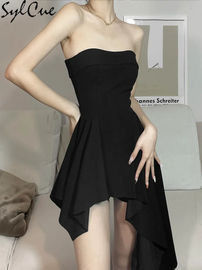Black Strapless Mini Dress – Elegant Slim Party Tube Dress