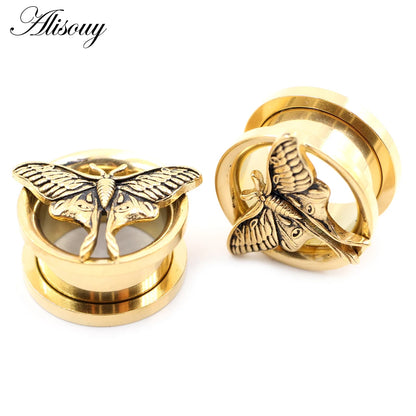 Stainless Steel Butterfly Thread Ear Tunnels – Plug & Stretcher Jewelry (1PC)