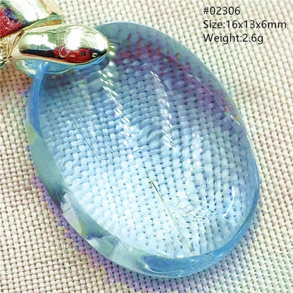 Natural Blue Topaz Quartz Pendant Necklace – Oval Healing Stone Jewelry