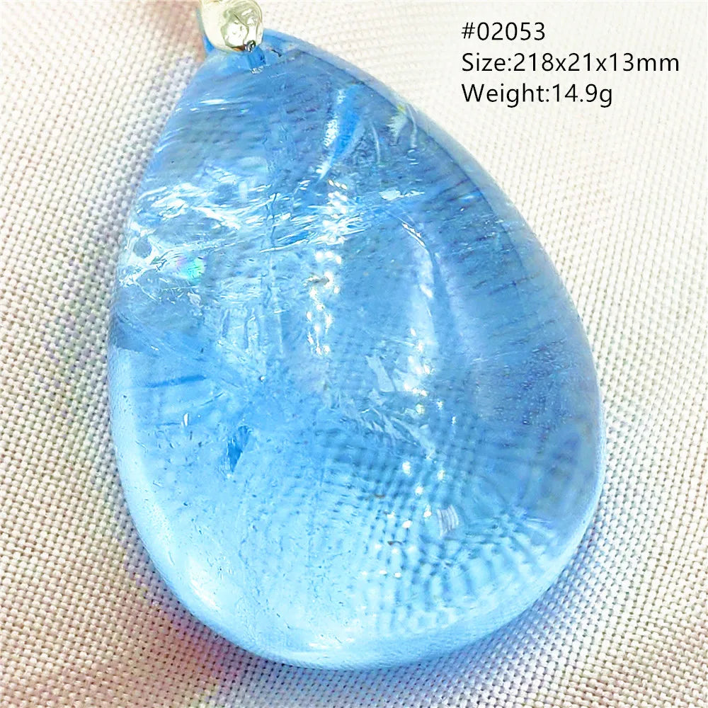 Natural Blue Topaz Quartz Pendant Necklace – Oval Healing Stone Jewelry