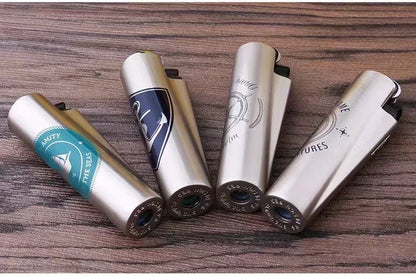 Metal Clipper-Style Butane Lighter – Sand Wheel Igniter (12-Pack)
