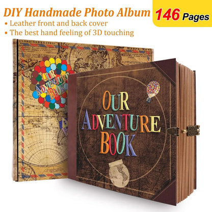 Our Adventure Book – 146-Page Retro Travel Diary & DIY Photo Album Scrapbook