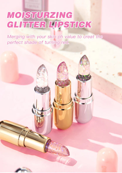 Glitter Crystal Jelly Lipstick – Color-Changing Moisturizing Lip Tint Balm