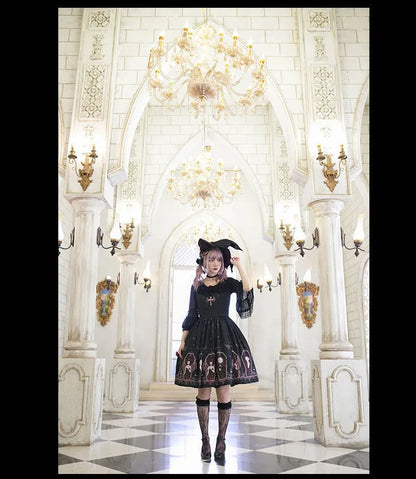 Dark Gothic Devil Print Lolita Dress