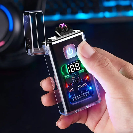 USB Rechargeable Electric Lighter – Windproof Dual Arc Plasma Fire Starter for Outdoors & Everyday Use