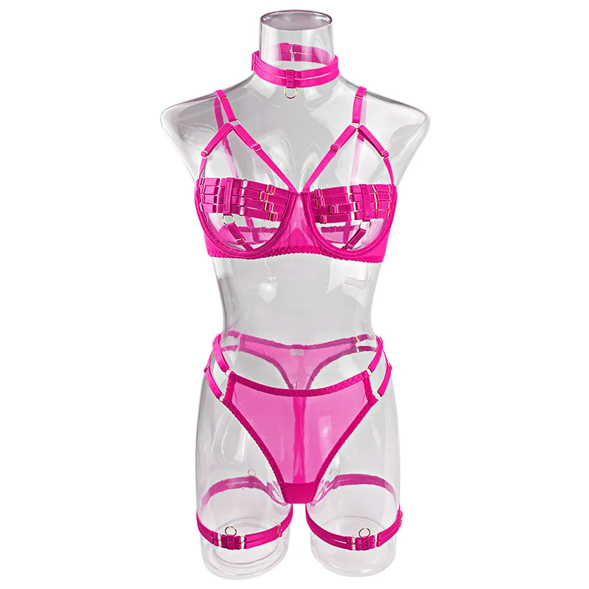 5-Piece Hollow Lingerie Set – Sensual Open Bra & Brief Outfit