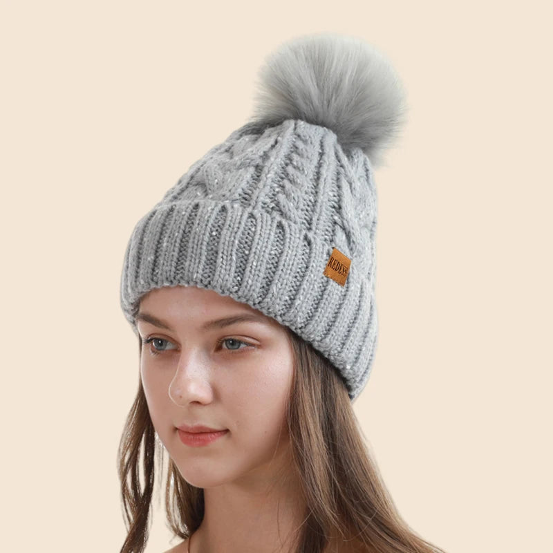 Women’s Winter Pompom Beanie Set