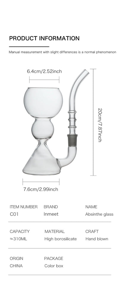 Inmeet Absinthe Glass – Heat-Resistant Borosilicate Cocktail Cup with Straw