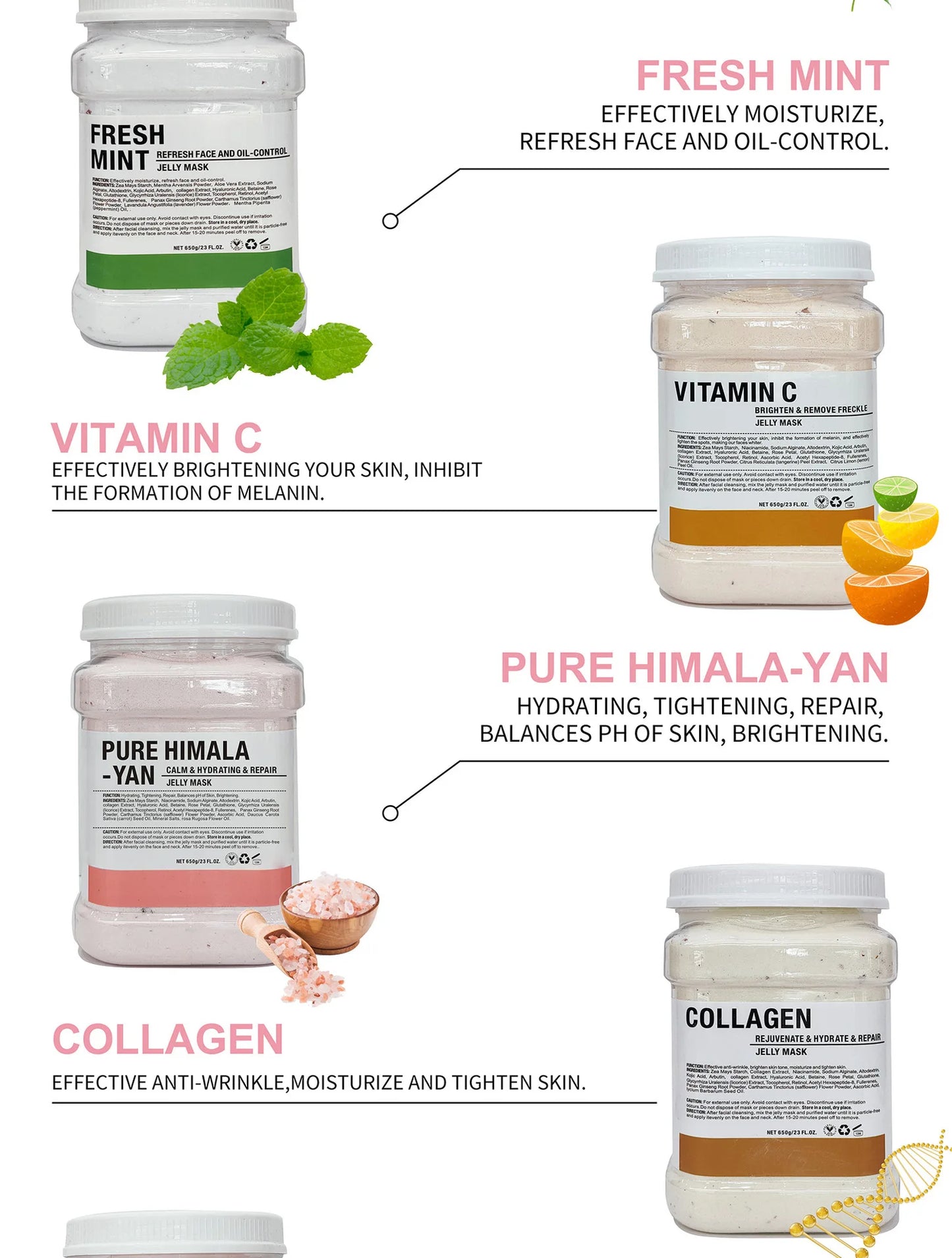 650g Chamomile & Hyaluronic Acid Jelly Mask Powder – Hydrating, Firming & Brightening Facial Treatment 💆‍♀️✨